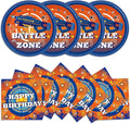 48Pcs Dart War Paper Plates and Napkins Dart War Party Decorations Blue and Orange Birthday Party Supplies Battle Video Game Disposable Tableware Set for Kids Boys' Birthday Baby Shower Serves 24