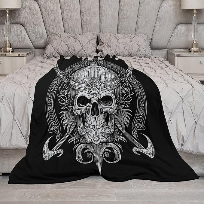 60 x 80 Inches Flannel Throw Blanket Crossed Bones Or Swords Pirate SkullBirthday Present for Men Women Winter Holiday Soft Blankets for Bedding Sofa