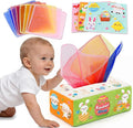 Easter Baby Toys - Easter Basket Stuffers for Babies 6-12 Months - Baby Tissue Box Toy Montessori Soft Stuffed Bunny High Contrast Crinkle Infant Sensory Toys 6 7 8 9 Months Easter Boy Girl Gifts