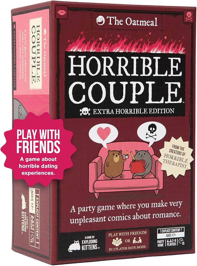Exploding Kittens Horrible Couple – Extra Horrible Edition – Party Game for 2-8 Players, from The Creators of Horrible Therapist | A Fun Game Night with Friends, Funny Card Game for Adults