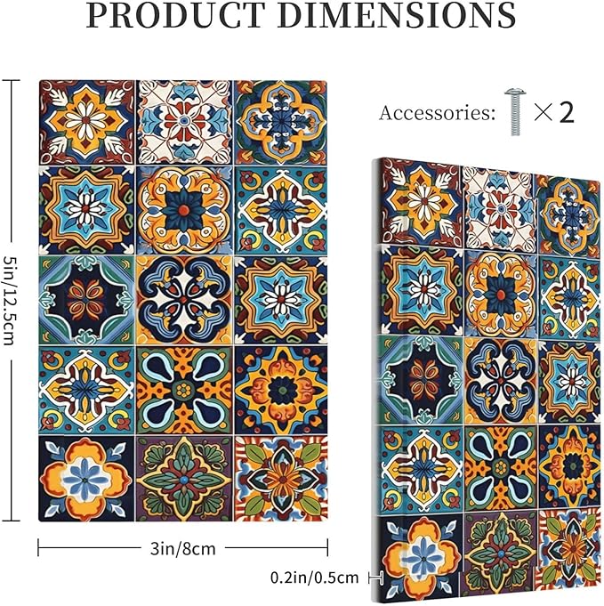 Mexican Talavera Tiles Floral Light Switch Cover Plate 1 Gang No Device Blank Electrical Wall Plates Faceplate Decorative Switch Plate Covers for Bathroom Kitchen Decor