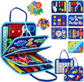Montessori Busy Board for Toddlers – Sensory Busy Book with Buckles, Zippers, Letters, Animals, Toddler Activities – Fine Motor Skills Development Learning for Boys Girls Travel Activity