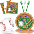 CHUNNIN 96pcs Baseball Birthday Party Plates and Napkins for Baseball Party Supplies Sports Birthday Party Disposable Paper Plates Tableware Set for 24 Guests Baseball Game Party Decorations
