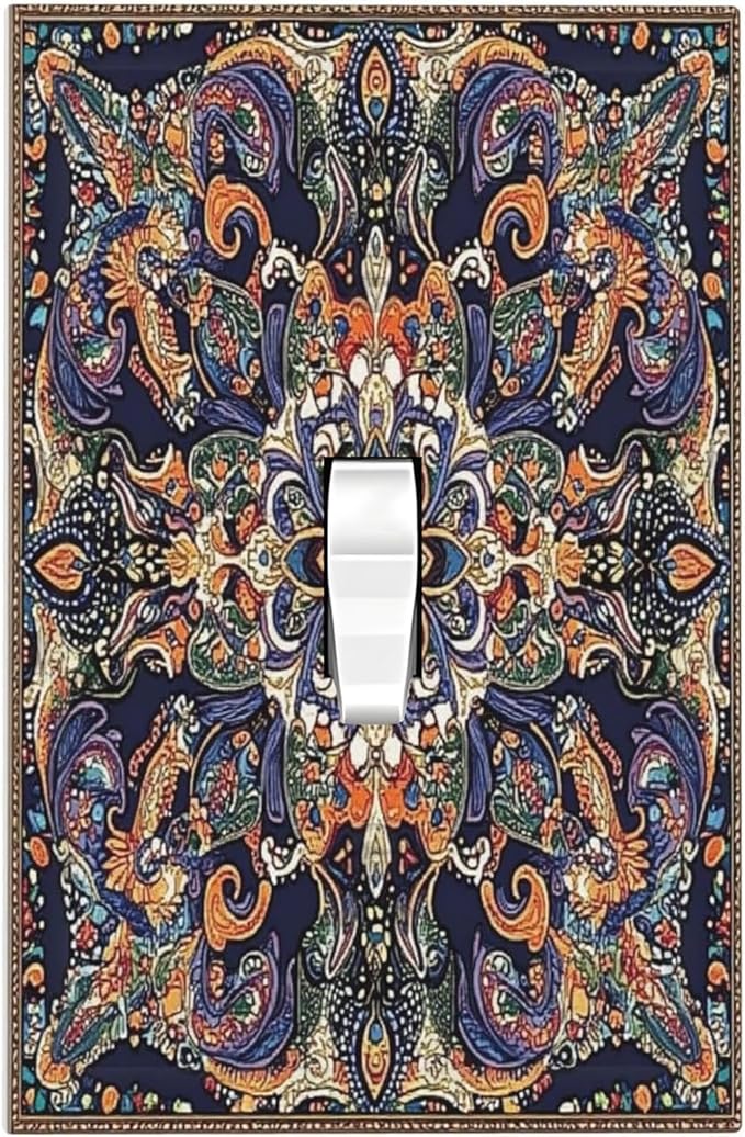 Decorative Light Switch Cover Mandala Petals Retro Flowers 1 Gang Single Toggle Device Electrical Faceplate Switchplates Decorator Outlet Wall Plate For Bed Room Home Decor