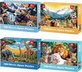 Jeacirio Kids Puzzles Ages 5-8 - Wild Animals Puzzles 100 Piece Jigsaw Puzzles for Kids Ages 4-6 Toddler Puzzle, World of Animals Collection Puzzles Gift Educational Toys for Boys and Girls 4-Pack