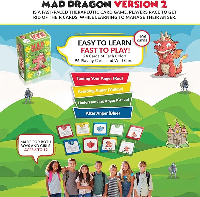 Mad Dragon 2: Anger Control Card Game for Kids — A Fun, Therapist-Friendly Social Emotional Learning Activity That Teaches Emotional Regulation Through Play