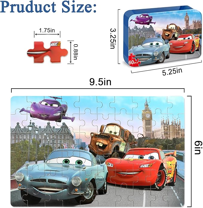Puzzles for Kids Ages 4-8 60 Pieces Jigsaw Puzzles for Boys and Girls Educational Learning Puzzles in Metal Box