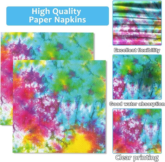 Qyeahkj 25 Guests Tie-Dye Party Supplies, Tie-Dye Party Plates Napkins Forks Set for Tie-Dye Birthday Party Decorations Boys Tie-Dye Birthday Party Supplies Favors (QY0103)