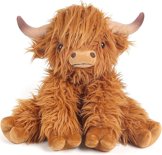 Highland Cow Stuffed Animals, Microwavable & Weighted Stuffed Animal, Highland Cow Plush for Warmth Comfort, Heatable Coolable Lavender Scent Toy, Cute Soft Plushies Gifts for Kids Boy Girl and Adults