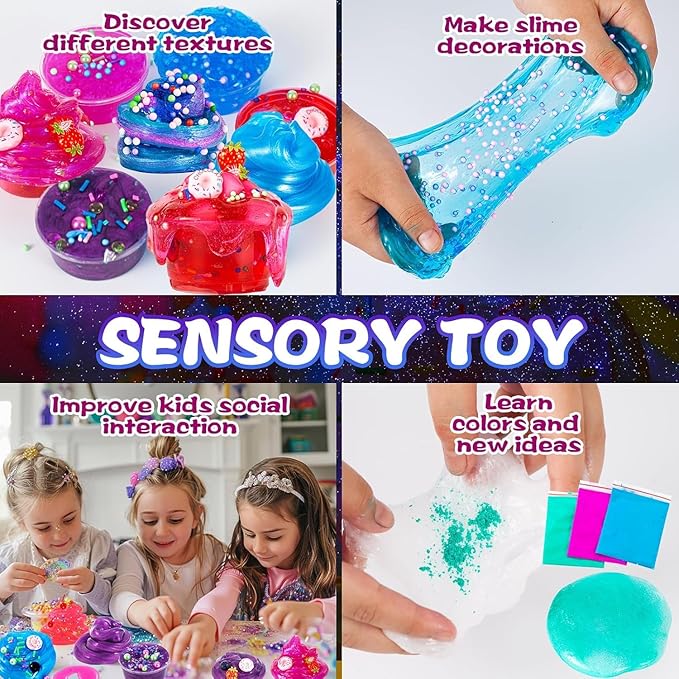 Unicorn Fruit Garden Crunchy Slime Kit,Ice Screen Cake Slime Sparkling Slime Making Kit,Foam, Jelly Cube Slime for Party Favors Kids Boys Girls Birthday Carnival Treasure Classroom Prizes