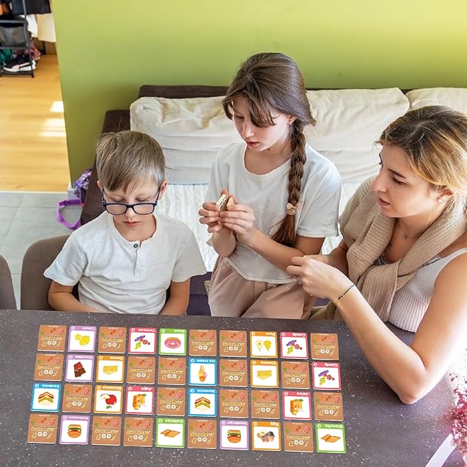 72 (36 Pairs) Spanish English Bilingual Food Fruit Memory Matching Game with Overview Poster and Online Audio Language Learning Games for Kids -Early Education ESL and Language Immersion