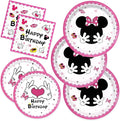 150pcs Pink Cartoon Plates Napkins Party Supplies Paper Disposable Tableware Set Cartoon Birthday Party Decorations for Kids Girls 50 Guests