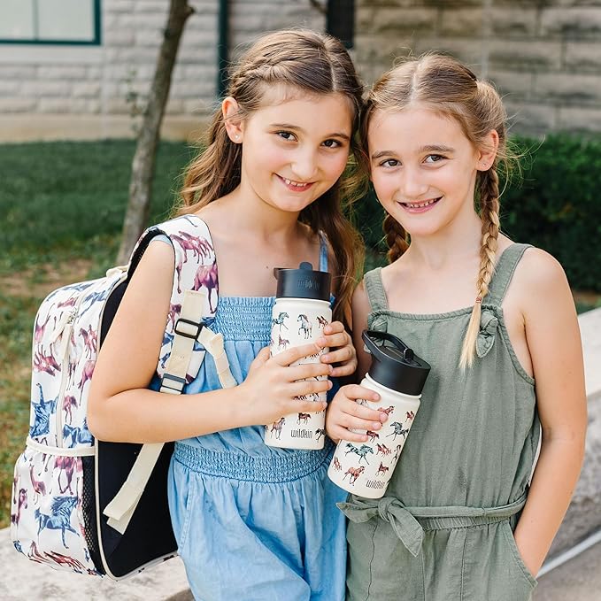 Wildkin Kids 18oz Stainless Steel Water Bottle – BPA-Free, Leakproof, Insulated, Easy-Clean - Horse Dreams