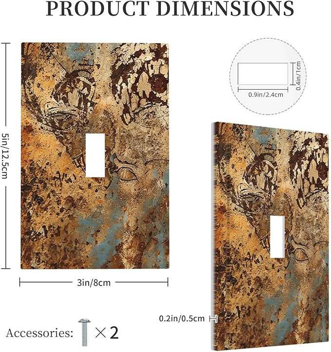 Light Switch Cover Plate Shabby Old Rusty Antique Brass Copper Print 1 Gang Wall Plate Cover Single Toggle Outlet Covers Decorative Switch Plate Covers Electrical Faceplate for Kitchen Home