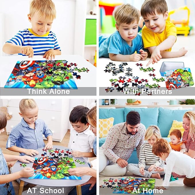 LELEMON Puzzles for Kids Ages 4-6,100 Piece Puzzles for Kids Ages 4-8 in a Metal Box, Childrens Educational Jigsaw Puzzles 100 Piece Puzzle Games Puzzle Toys for Girls and Boys