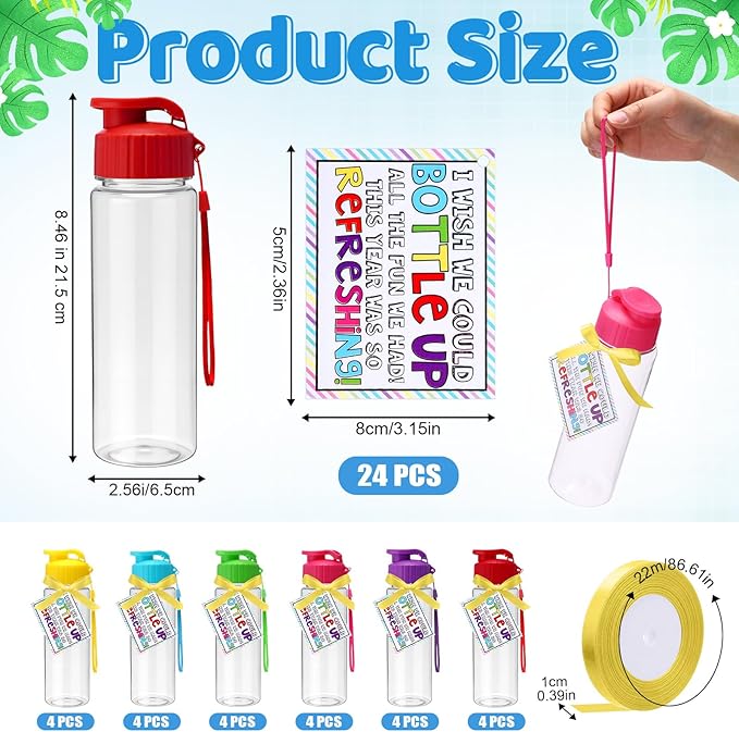 Yungyan 24 Sets End of Year Gifts for Students 17 oz Water Bottles Bulk Portable Sports Water Bottle Summer Graduation Student Gift from Teachers for Kids School Classroom Prize Goodie Bag (Flip Cap)