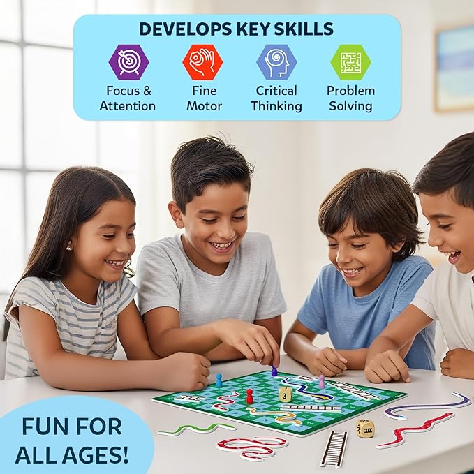 Skillmatics Snakes & Ladders - Magnetic & Customizable Board Game with a Twist, Classic Strategy Game for Family Game Night, Travel Toy & Gift for Boys, Girls, Teens & Adults, 2-5 Players