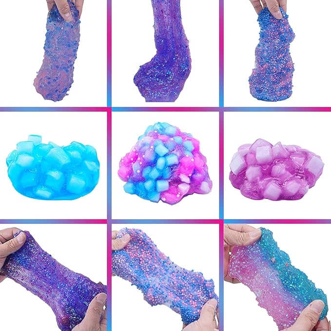 Unicorn Slime Kit for Girls 4-12,Supplies Makes Butter Slime,Candy Confetti,Glimmer Crunchy,Foam Crunchy,Jelly Cubes Slime Party Favors for Kids