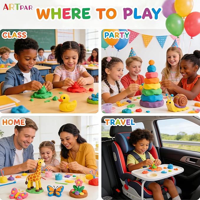 A‌RTPAR Air Dry Clay 156 Colors,Modeling Magic Clay for Kids Bulk Kit, Soft & Non Sticky,Non-Toxic Art and Crafts Supplies for Classroom Projects, Creative Toys Family Party Games for Boys & Girls