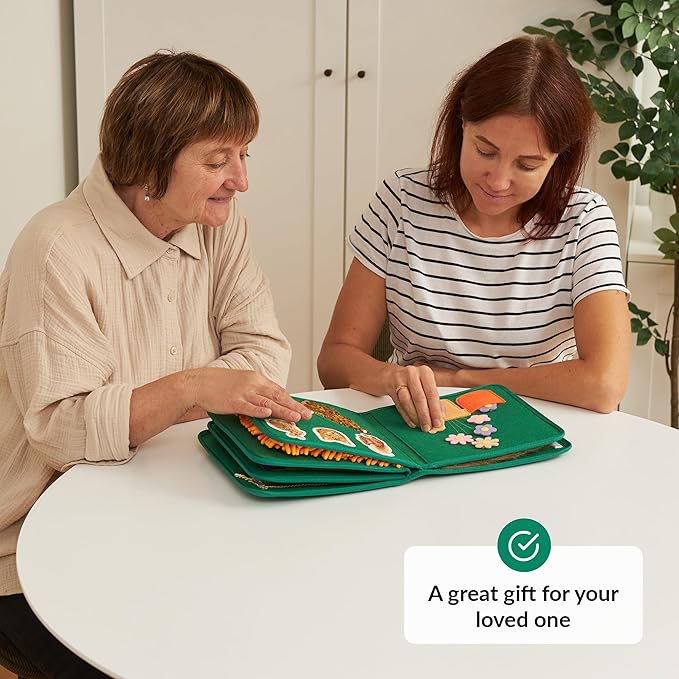 Fidget Book for Elderly | Fidget Blanket for Dementia | Dementia Products for Elderly | Gift, Activities and Fidget Toys for Seniors with Alzheimer’s or Dementia | Fidget Book v2
