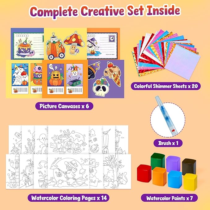 JoyCat Paint with Water Coloring Books, Art & Craft Activity, No Mess Art for Kids Ages 4-8, Craft Kits & Supplies, DIY Creative Activity, Gifts for Girls & Boys (Tiny Elves)