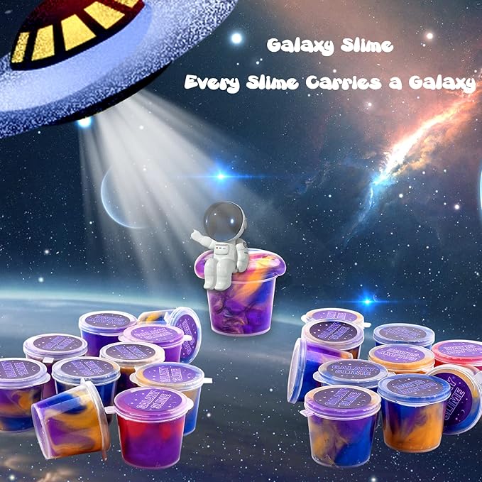 Galaxy Slime Kit 40 Pack, Mini Putty Slime Easter Party Favor for Kids Girls Boys, Soft, Stretchy&Non-Sticky, Stress Relief Colorful Slime Pack Toy for Kids Goodie Bag Stuffers