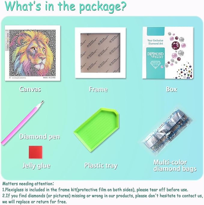 Libfx Diamond Art Kits for Kids with Frame Diamond Art for Girls Boys Beginners Arts and Crafts Ages 8-12 Birthday Gifts (Lion)