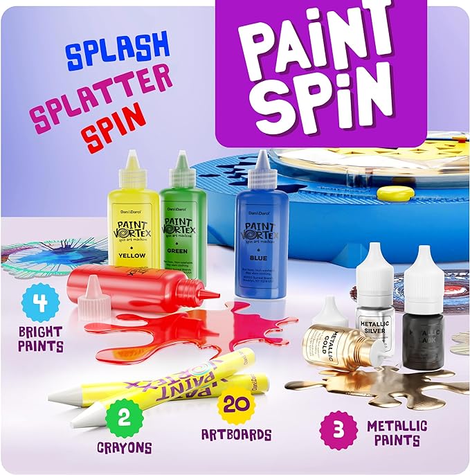 Dan&Darci Paint Spin Art Machine Kit for Kids - Gifts for Girls - Arts & Crafts for Boys, Girls - Art Craft Set for 6-9 Year Old Boy - Painting Spinner Toys - Birthday Gift Ideas for Ages 6-12