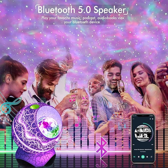 Rossetta Star Projector, Galaxy Projector for Bedroom Nebula Night Light Projector with White Noise, Bluetooth Speaker, Timer and Remote, Kids Room Decor, Birthday, Party, Gifts for Kids Teens Adults
