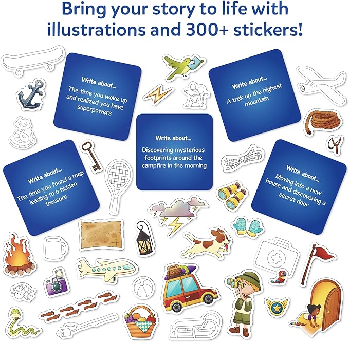 Skillmatics Storybook Art Kit - Create Adventure Stories, DIY Craft & Writing Kit with 300+ Stickers, Scrapbooking & Journal Activity, Screen-Free Fun, Gifts for Kids Ages 5, 6, 7, 8, 9, 10