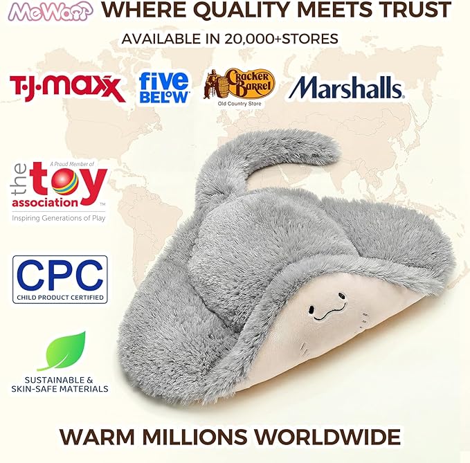 Mewaii Stingray Microwavable Unscented 1.6lbs Volcanic Rock Heating Pad 50-Minute Lasting Warmth Perfect Fit Heatable Stuffed Animals Plush for Period Cramps Menstruation Gifts for Girls Women
