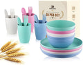 Wheat Straw Dishes Dinnerware Sets, Kaloo 20pcs Lightweight Unbreakable Dish Set, Microwave and Dishwasher Safe, Reusable Kids and Toddler Plates and Bowls Sets