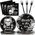 Qyeahkj 100 Pcs 50th Birthday Plates and Napkins Party Supplies Death To My forties Decorations Rip To My 40s Paper Tableware Set for Men Women 50th Birthday Funeral for My Party Favor Serve 25