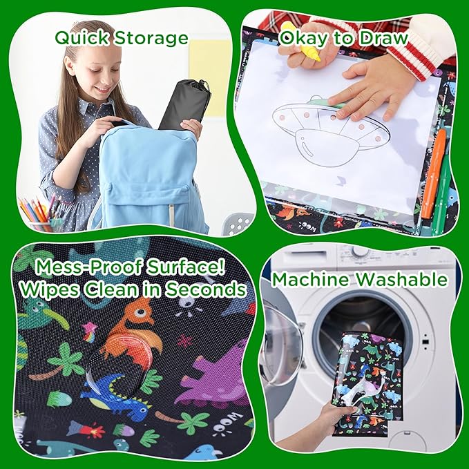 Airplane Kids Travel Tray for Toddler Car Seat - Toddler Tray for Plane or Train - Travel Essential Must-Haves and Flying Supplies - Dinosaur