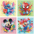 Fuinkqe 4 PCS Diamond Art Kits for Kids, Cartoon Diamond Art for Kids Ages 4-8-12, Diamond Art Painting Mosaic Kits for Gift Home Wall Decor (6x6 inch)