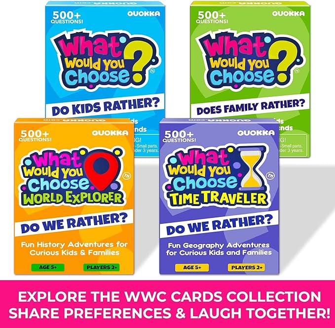 QUOKKA Board Games for Kids 8-12 – Family Games for Kids and Adults – What Would You Choose – 500+ Questions – Original Edition – Fun Card Game for Family Night
