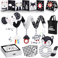 Joyreal High Contrast Baby Toys for Newborn, Black and White Baby Sensory Toys with Car Seat Toys,Infant Toys with Black White Cards Book, Montessori Toys for Baby Gifts (Elephant Theme)