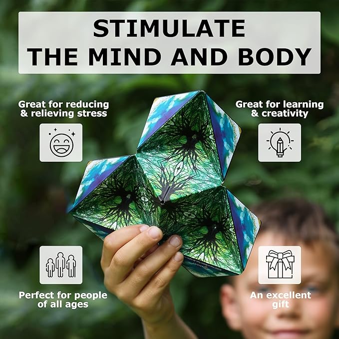 Shashibo Shape Shifting Box - Award-Winning STEM Fidget Toy with Ultra Strong Magnets - Puzzle Cube Transforms Into 100+ Shapes, Perfect Sensory Gift for Kids, Teens, and Adults (Confetti)