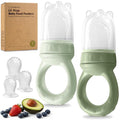 KeaBabies Baby Fruit Feeder 2pk - Silicone Baby Food Feeder for Babies 6-12 Months, Breast Milk Popsicle Teether, Weaning, Pacifier, Freeze Frozen Solid Food, Infant Feeding Essential (Soft Fern)