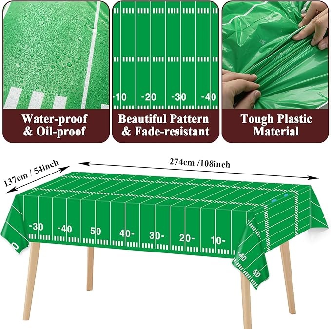 Football Party Supplies Serves 24 Football Party Paper Plates Napkins Set Sports Tablecloth Tableware Kit for Birthday Baby Shower Decorations Kids Boys Girls
