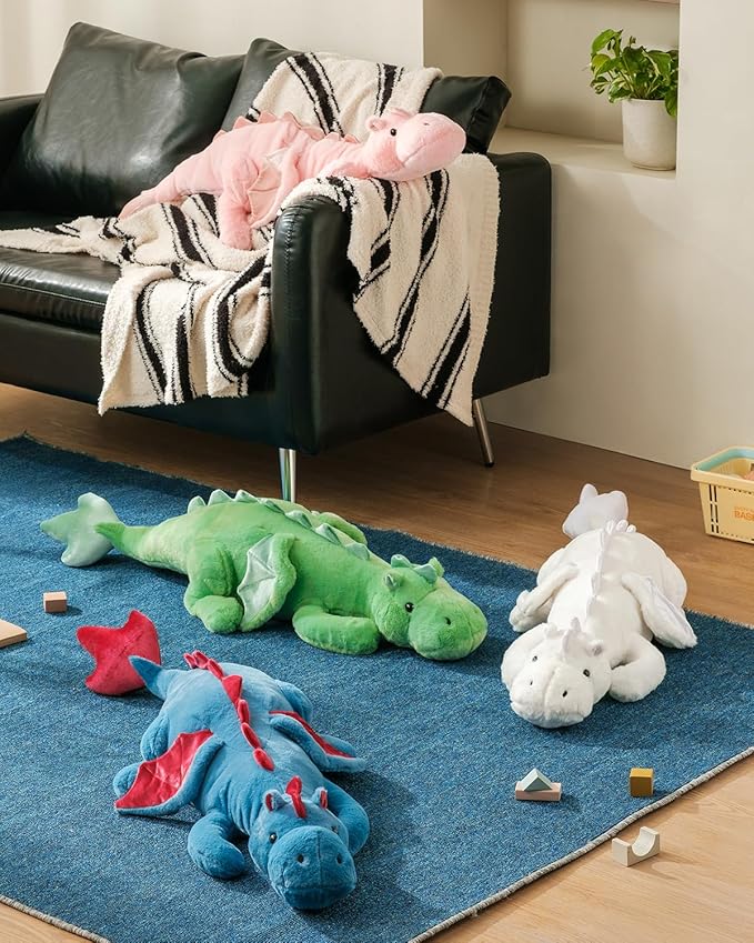 2026 Giant Weighted Stuffed Animal 10Lbs 35.4", Heavy Soft Dragon Plush Toy, White Weighted Dragon Stuffed Animal for Kids and Adults