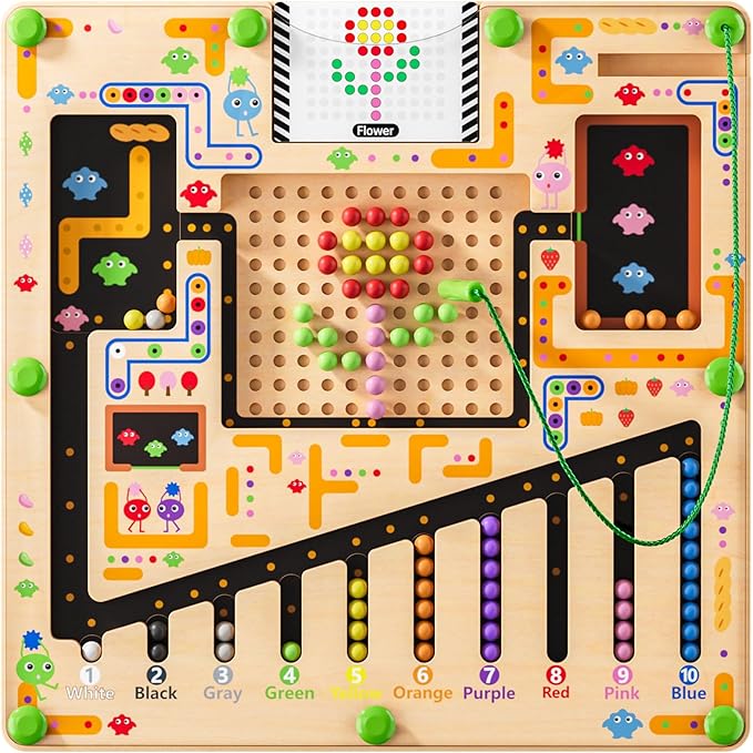 Montessori Number & Shape Puzzle Busy Board, Fine Motor Skills Educational Toy, Counting Matching Preschool Learning Toy, Early Development Sensory Gift for 3-5 Year Old Toddler Boys Girls Black