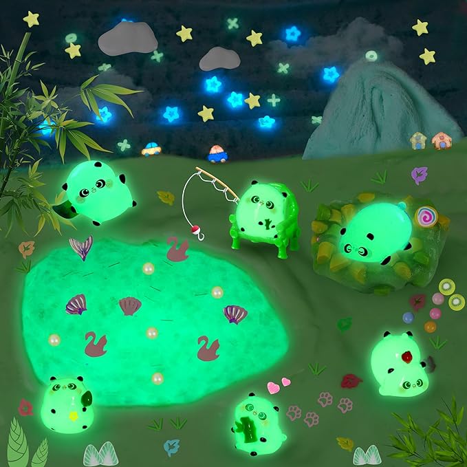 Panda Slime Kit 6×100ml, 20oz Total, Cloud, Butter, Clear & Glow in The Dark Slime Variety Pack for Kids & Adults, Stress Relief Sensory Toys, Fun Birthday Halloween