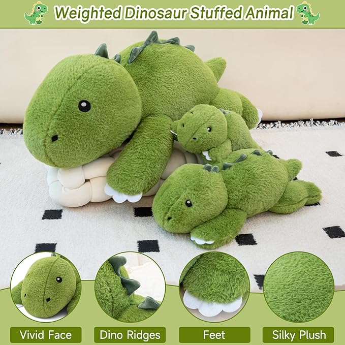 SQEQE Weighted Stuffed Animals Dinosaur Plush, Weighted Stuffed Animals Dino Plushies for Cozy Comfort, Soft T-Rex Pillow Toy for Kids Adults, Valentines & Birthday Gifts 23.6 Inch 3.8 Lbs