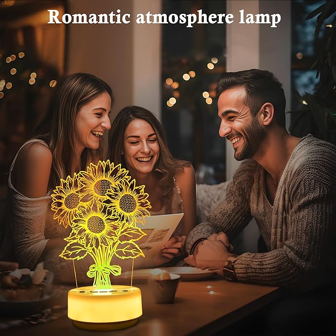 Sunflower Flower Gifts Night Light for Kids-Flower Decor Lamp for Bedroom Living Room, 14 Color with Remote / Buttons + Timer + Dim Function, Birthday Holiday Gift for Her Mom Wife Girlfriend Teacher