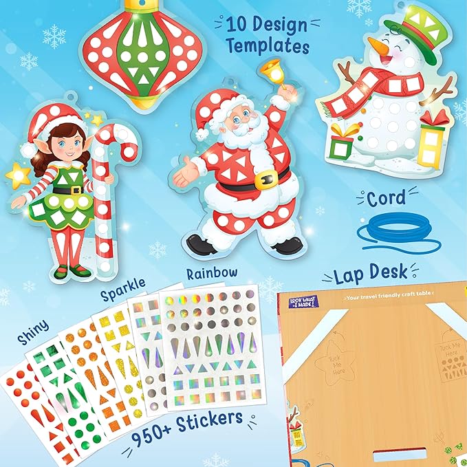 Imagimake Mirror Mosaic Christmas Kids Art Set | DIY Craft Kit | Foil Stickers for Kids | Christmas Activities| Mosaic Kit | Travel Toys | Fun Christmas Gifts for Grandkids Ages 3,4,5,6,7,8
