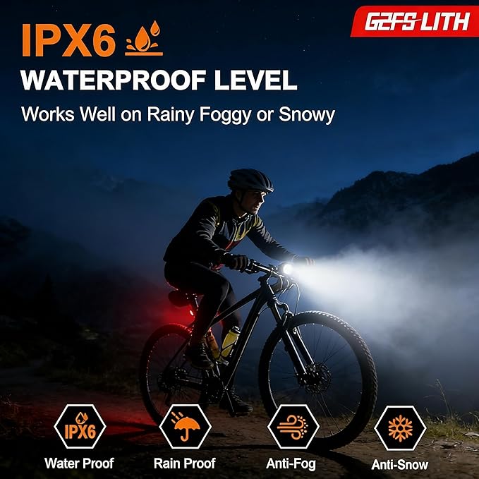 Bicycle Front & Rear Lights, Type-C Rechargeable LED Bike Light Set, IPX6,Waterproof Flashlight for Night Riding, Safety Headlight Taillight, Kids Girls Children's Bicycle Accessories