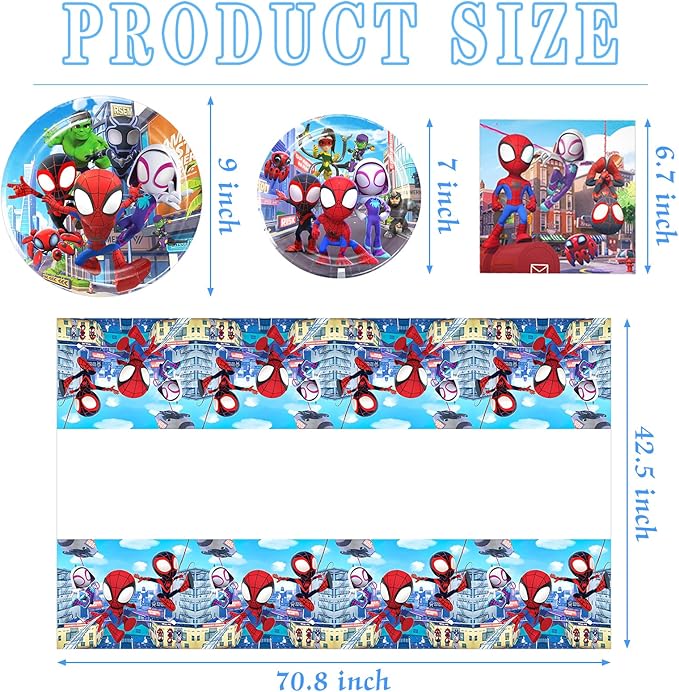 61 PCS Friends Tableware Sets, Birthday Party Paper Plates and Napkins Set Includes 40 PCS Plates, 20 PCS Napkins, 1 Tablecloth for Kids Birthday Party Supplies
