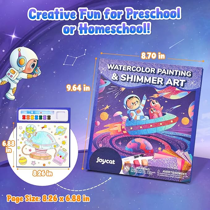 JoyCat Paint with Water Coloring Books, Art & Craft Activity, No Mess Art for Kids Ages 4-8, Craft Kits & Supplies, DIY Creative Activity, Gifts for Girls & Boys (Space)