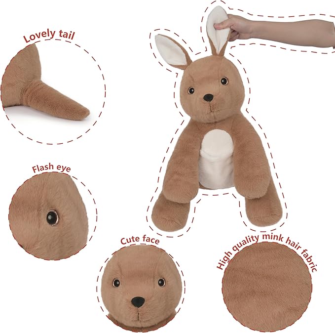 Niuniu Daddy 14" | 3.5 Pound Weighted Kangaroo Stuffed Animal for Boys Girls, Cute Stuffed Kangaroo Plush Toys for Kids Adults, Pillowfort Body Pillow Plush for Presents Birthday Christmas Holiday